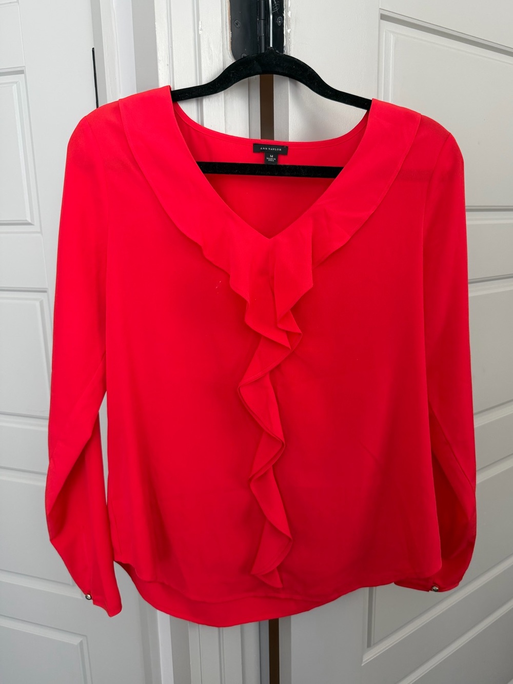 Ann Taylor V-Neck Ruffle Blouse